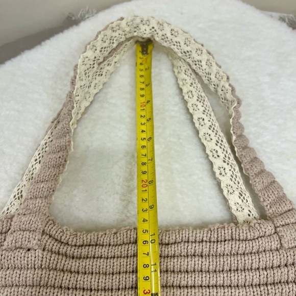 Owl Design Knit Tote Bag - Pink and Brown - Picture 5 of 9